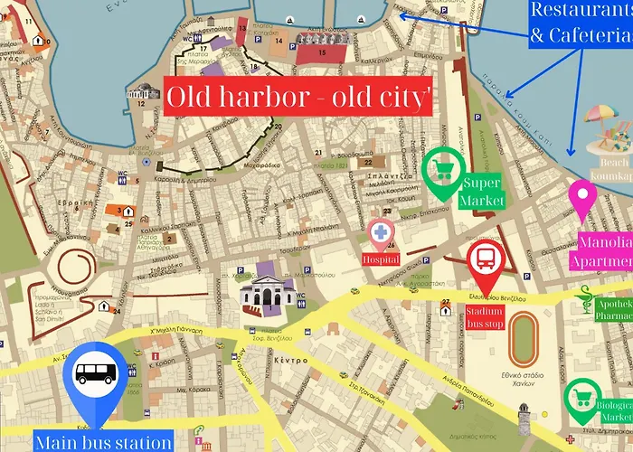 Center Manolia Dream 3 Bedroom 100m Away From The アパート ハニア